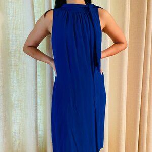 Ann Taylor Cobalt Blue High-Neck, Sleeve-less Shift Dress